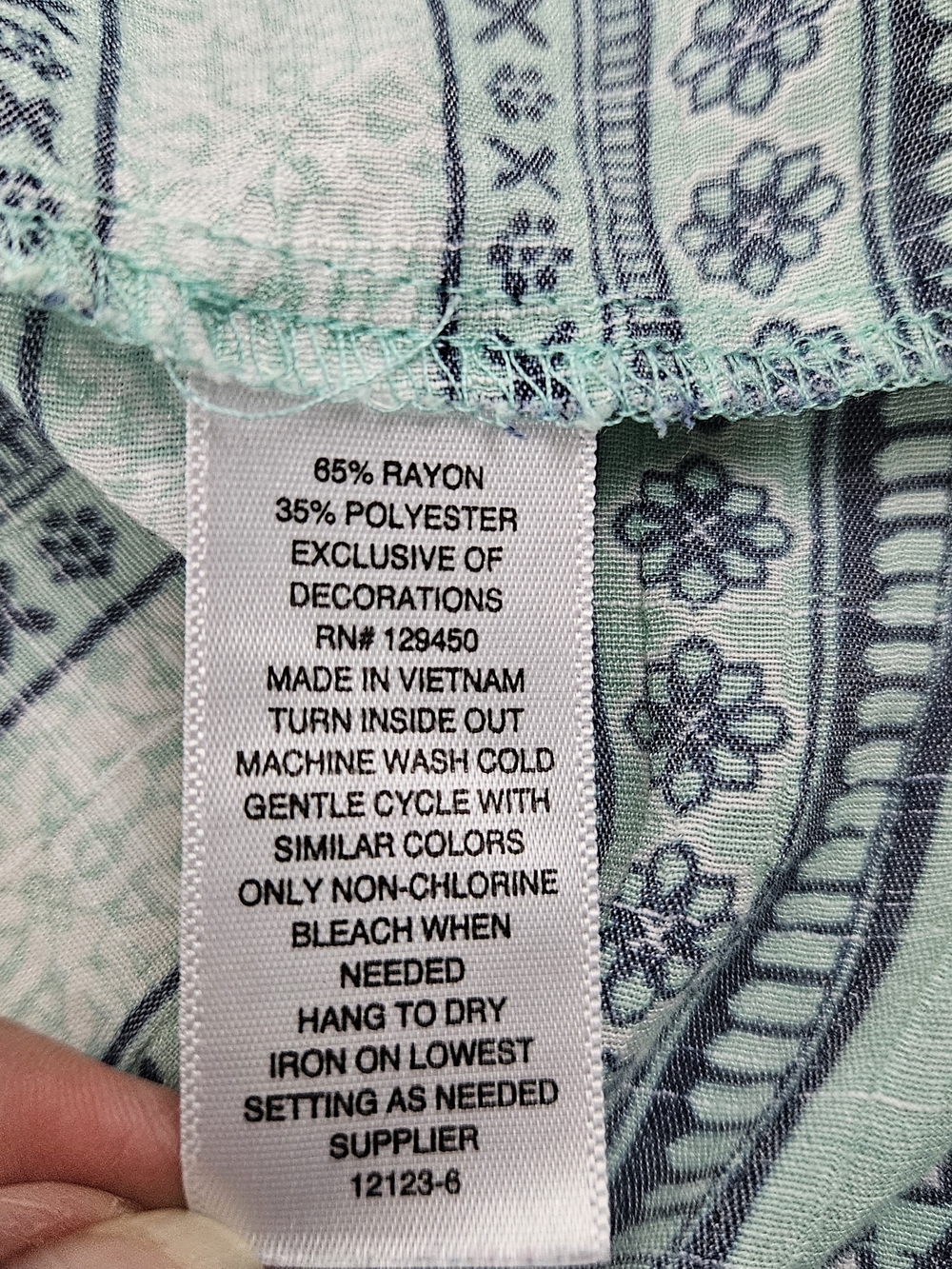 St. John's Bay XL Mint Green Sleeveless Henley Boho Top Stripe Floral Hem - Picture 9 of 16
